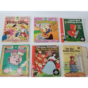 Lot Children's Four Record Songs/Wonderland Record Vinyl &books- Hokey Pokey